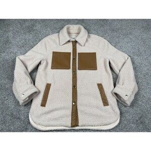 Abercrombie & Fitch Jacket Womens Small Sherpa Shearling Shacket Barn Chore Cozy
